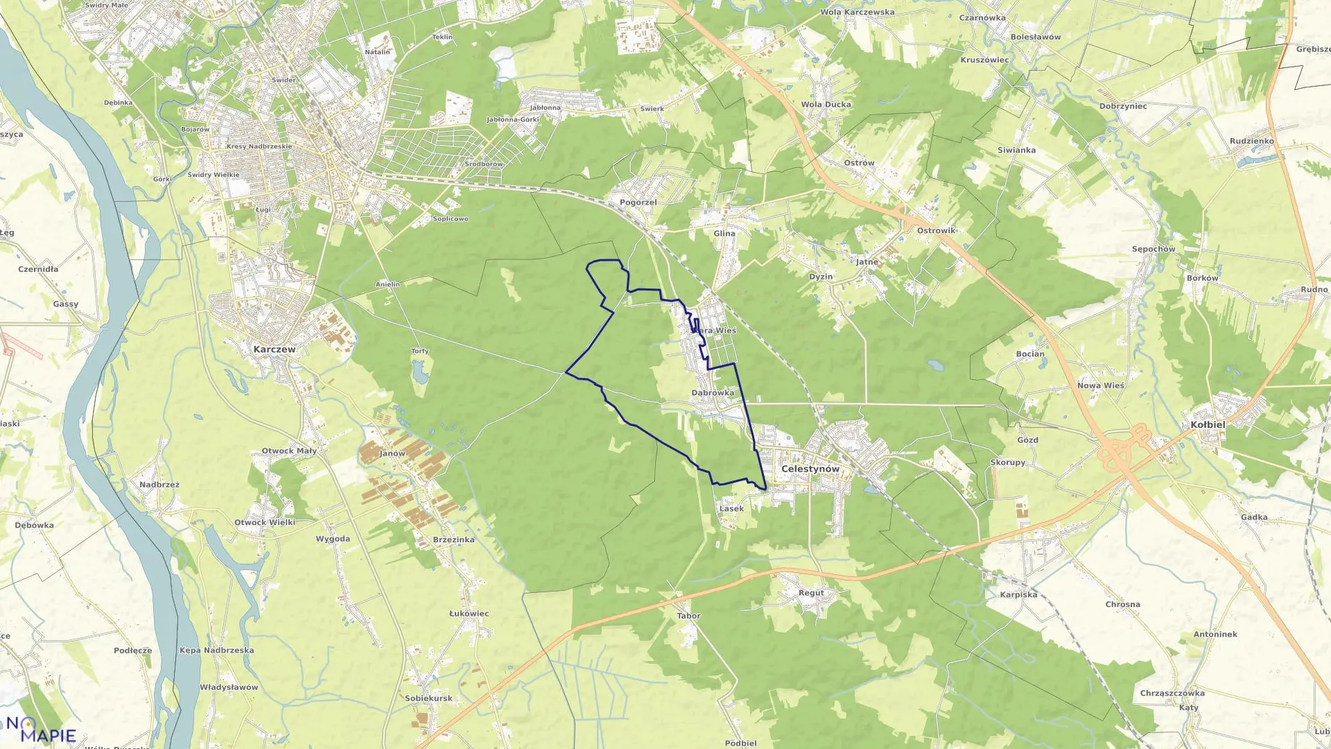 Mapa obrębu DĄBRÓWKA w gminie Celestynów