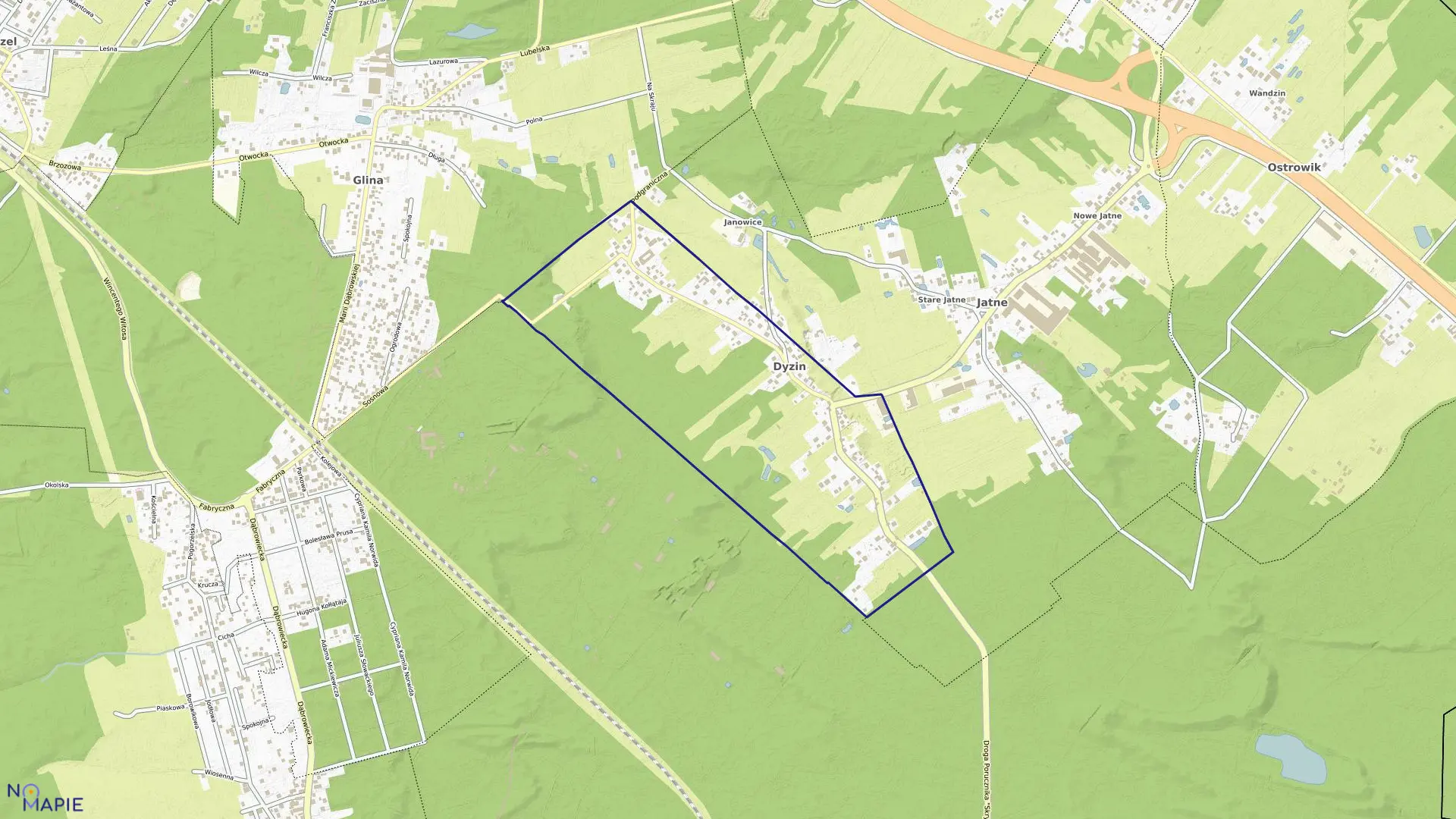 Mapa obrębu DYZIN w gminie Celestynów