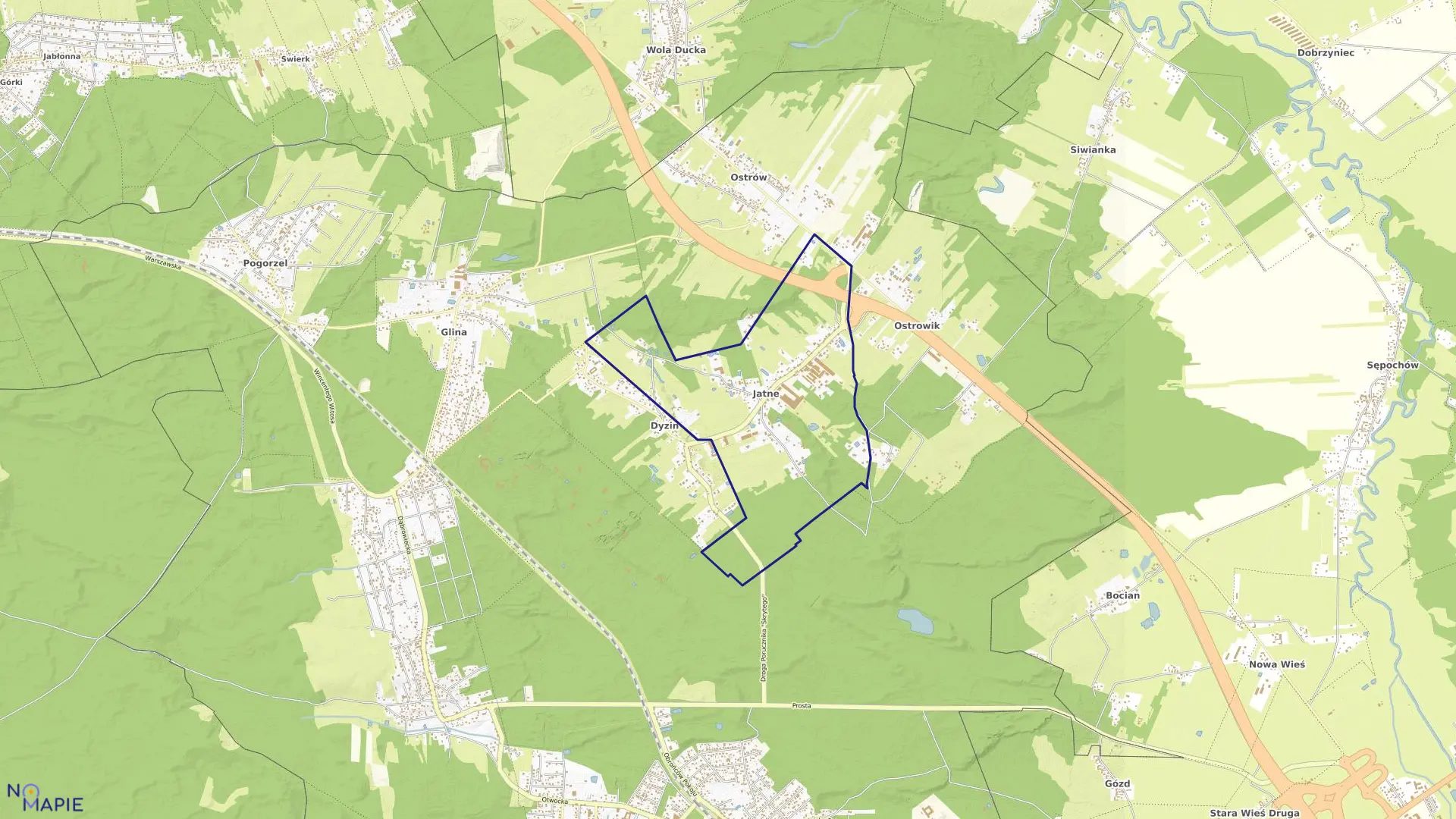 Mapa obrębu JATNE w gminie Celestynów