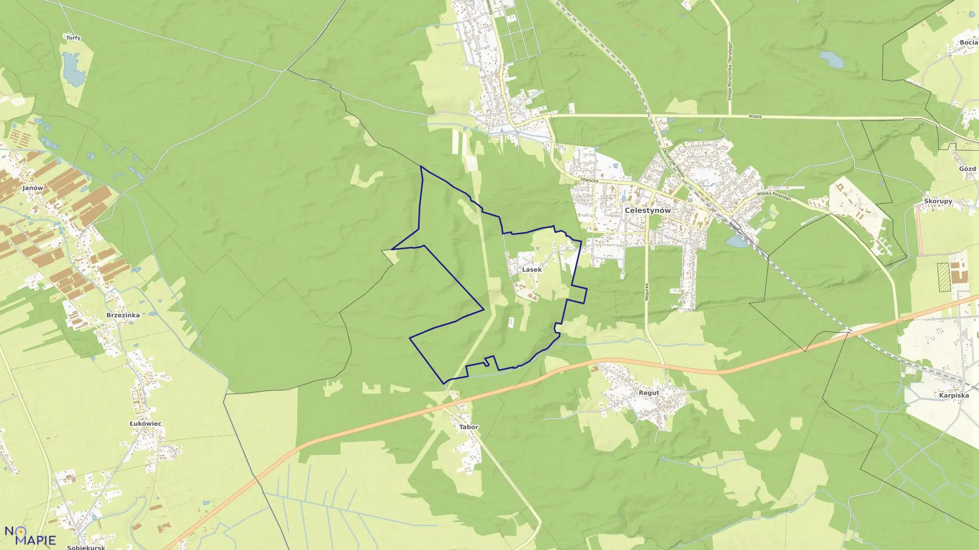 Mapa obrębu LASEK w gminie Celestynów