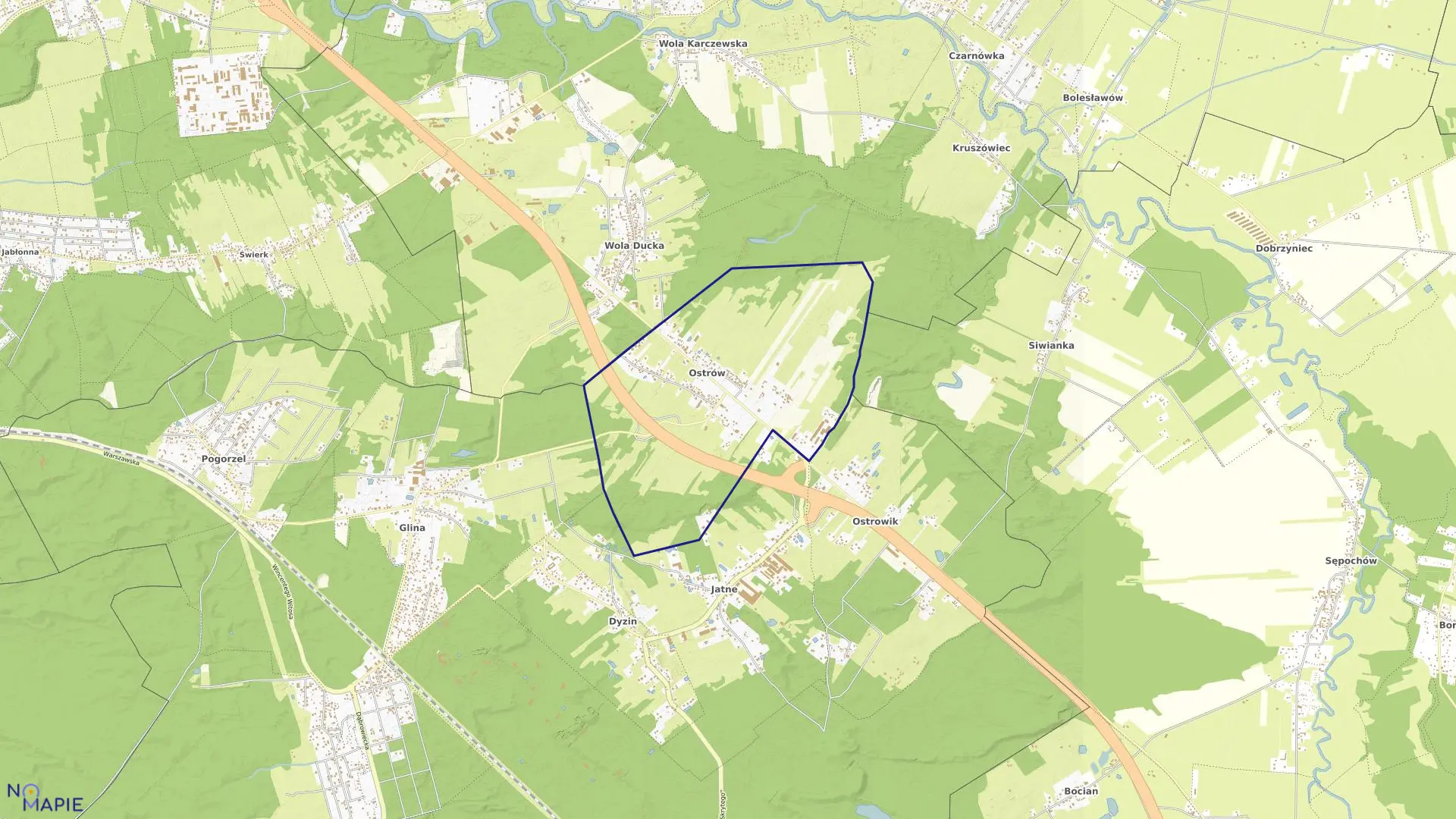Mapa obrębu OSTRÓW w gminie Celestynów