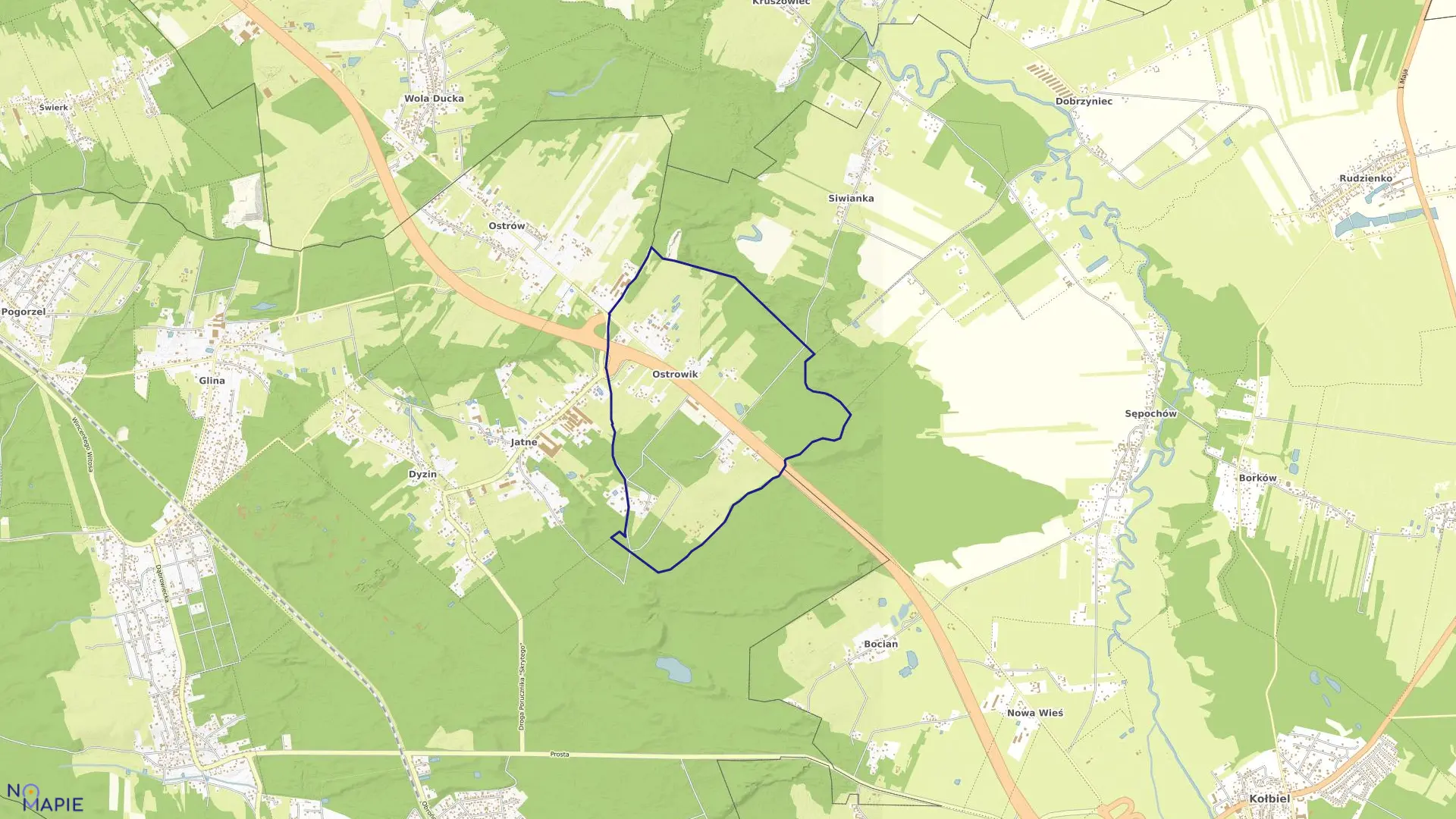 Mapa obrębu OSTROWIK w gminie Celestynów