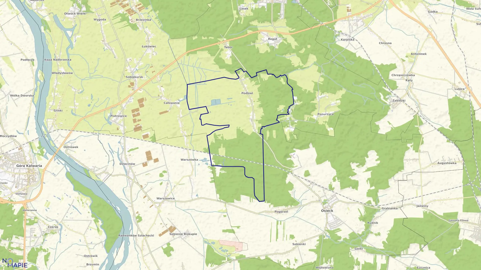 Mapa obrębu PODBIEL w gminie Celestynów
