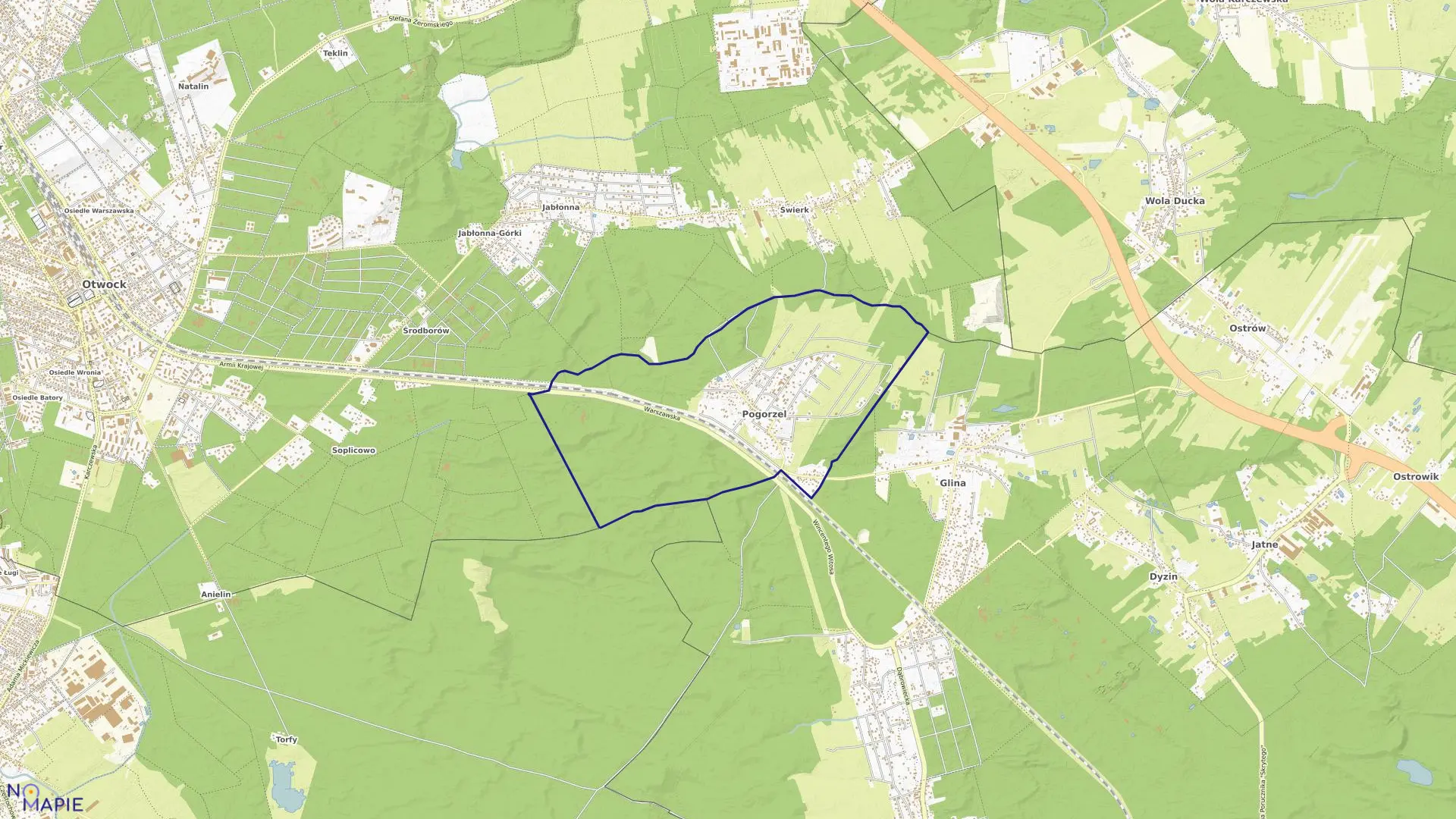 Mapa obrębu POGORZEL WARSZAWSKA w gminie Celestynów
