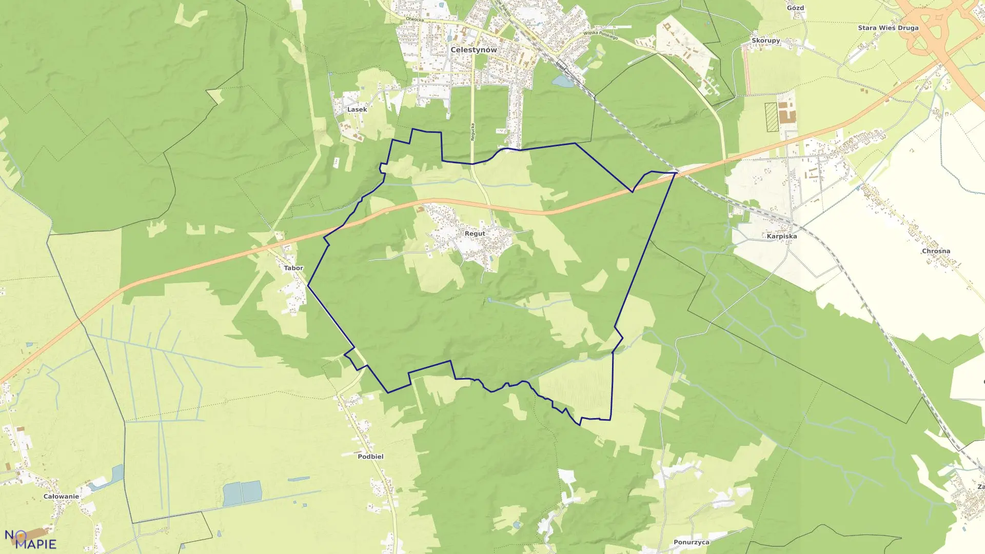 Mapa obrębu REGUT w gminie Celestynów