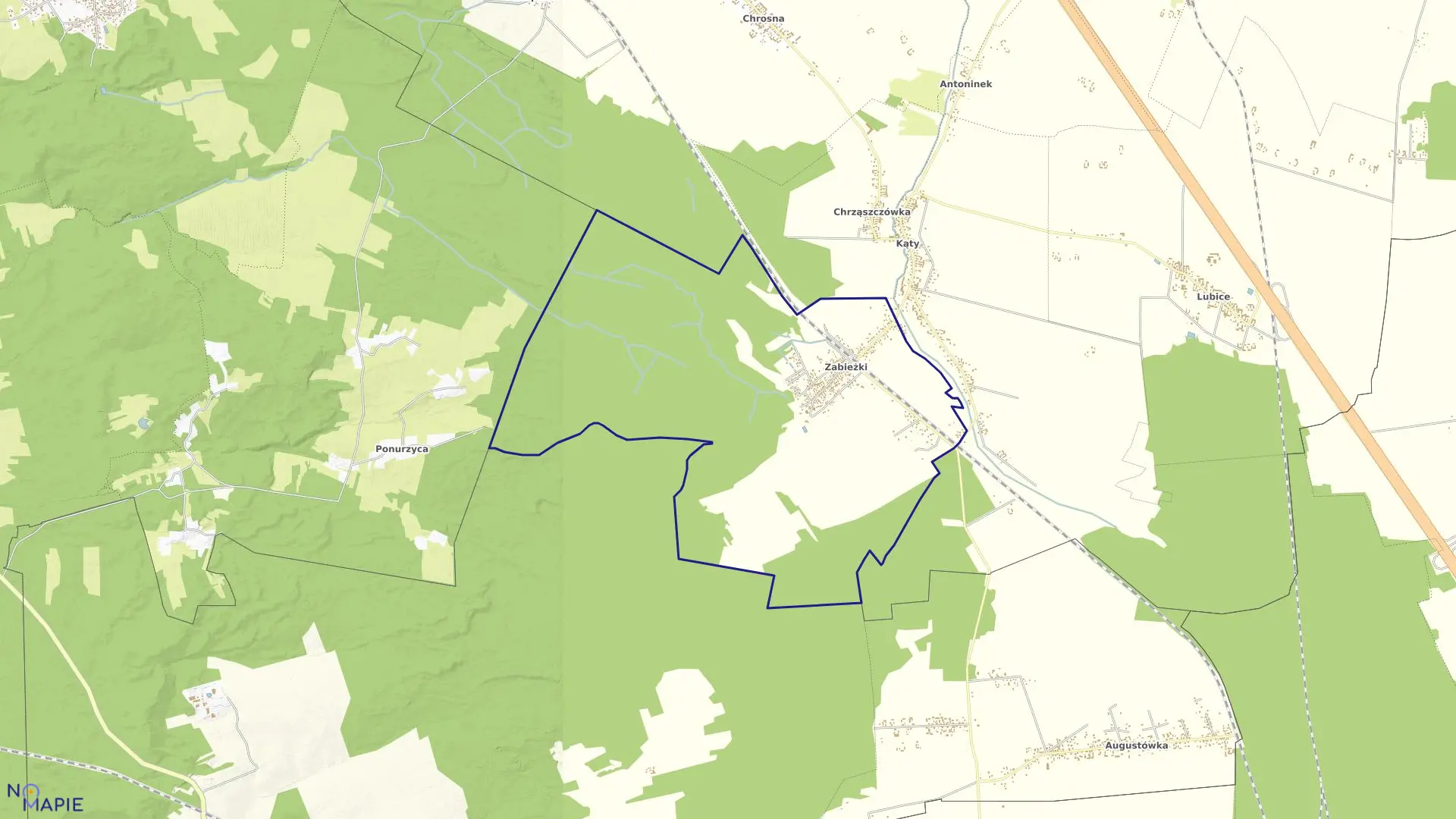 Mapa obrębu ZABIEŻKI w gminie Celestynów